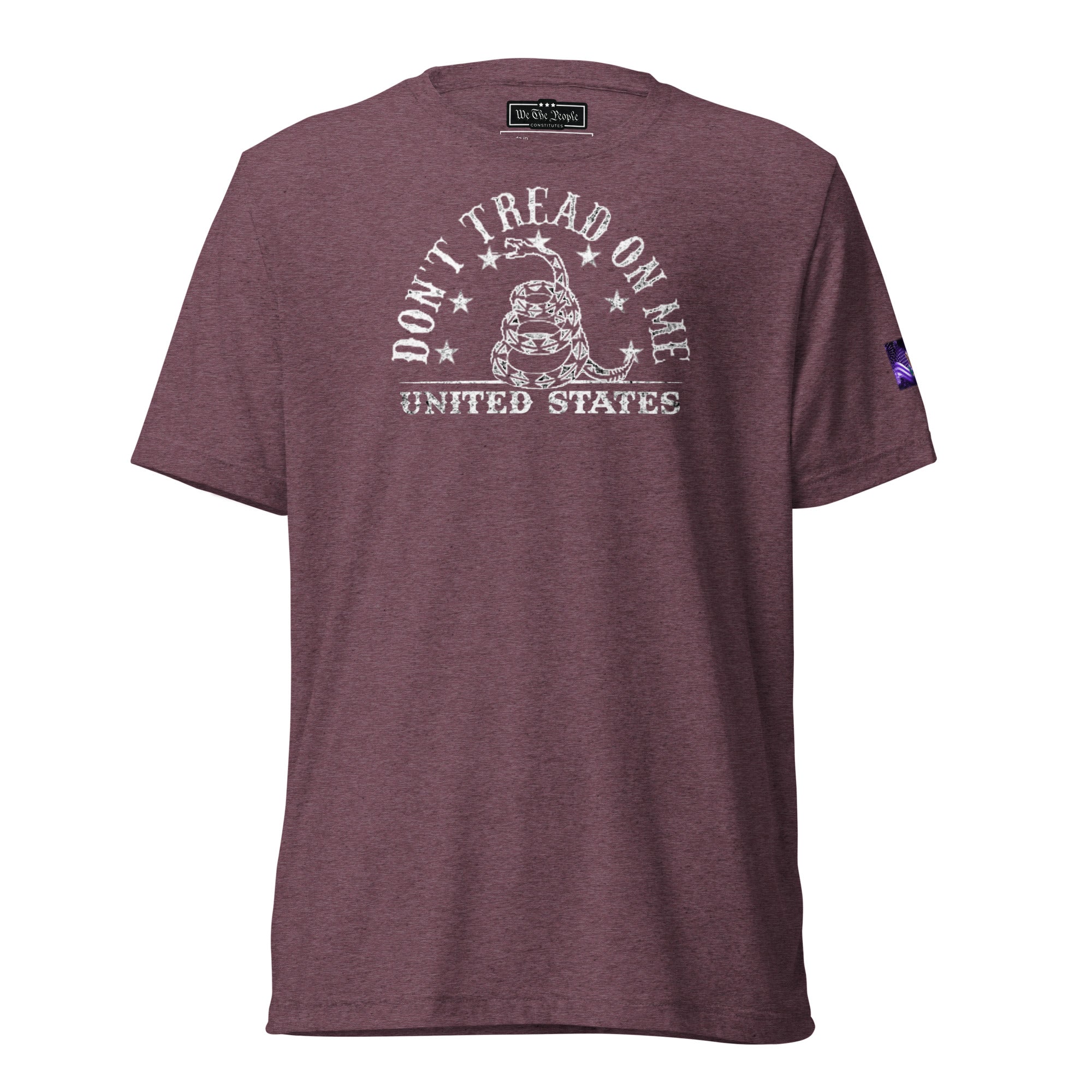 Constitutes - Don’t Tread On Me. Maroon Political Shirt. Give Me Liberty or Give Me Death.